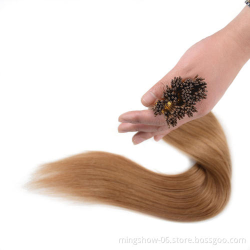 Russian i tip hair extensions silky straight